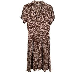 Tweeds Womens Fit and Flare Midi Dress 8 Mauve Floral Fairycore Coastal Grandma